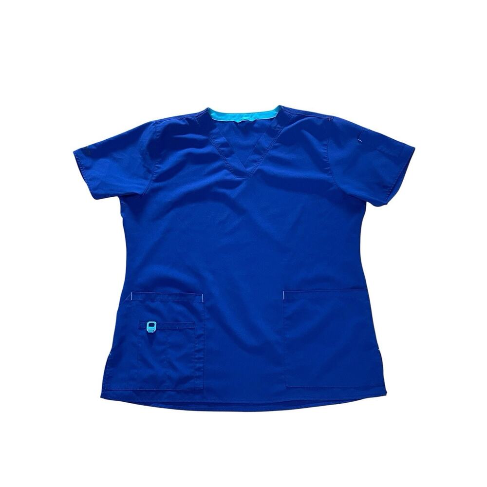 Carhartt Scrub Top Women’s Size Large Short Sleeve Blue Nurse Hospital